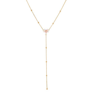 Gold Opal Flower Lariat Necklace - Adina Eden's Jewels