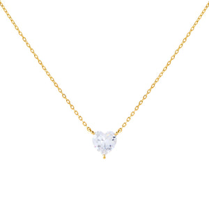 Gold CZ Heart Stone Necklace - Adina Eden's Jewels