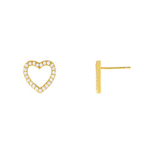 Gold Pavé Heart Outline Stud Earring - Adina Eden's Jewels