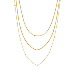 14K Gold / Ball Mixed Chain Layered Necklace 14K - Adina Eden's Jewels