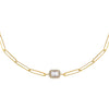 Gold CZ Halo Baguette Link Choker - Adina Eden's Jewels