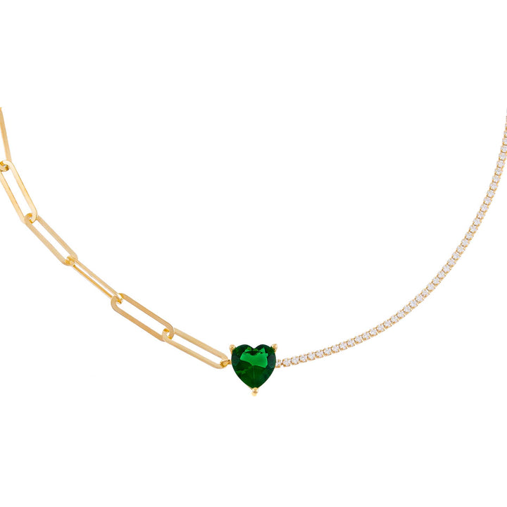 Emerald Green Emerald Heart Tennis X Link Necklace - Adina Eden's Jewels