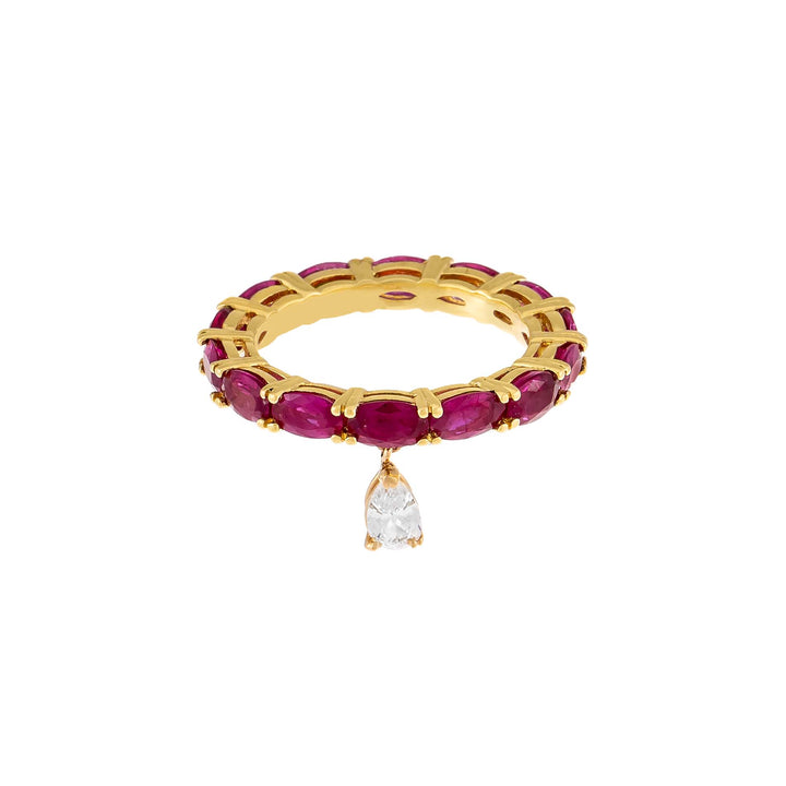  Diamond Ruby Teardrop Ring 18K - Adina Eden's Jewels