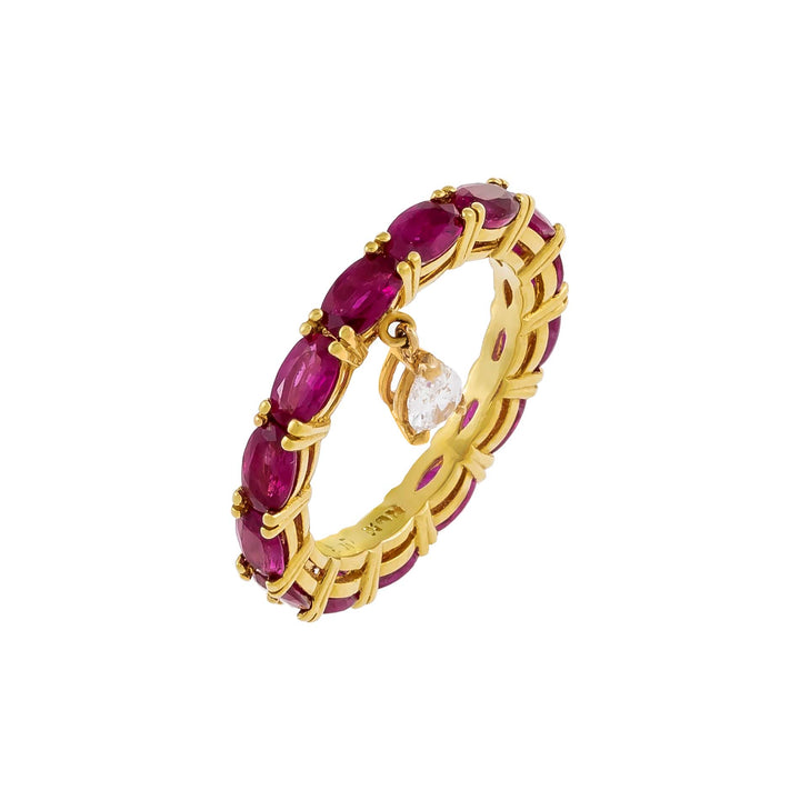 Magenta / 8 Diamond Ruby Teardrop Ring 18K - Adina Eden's Jewels