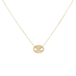 Gold Pavé Puff Mariner Necklace - Adina Eden's Jewels