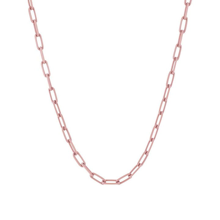 Mauve Enamel Paperclip Necklace - Adina Eden's Jewels