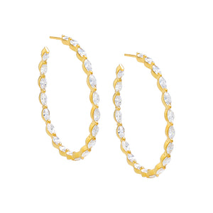 Gold CZ Multi Marquise Open Hoop Earring - Adina Eden's Jewels