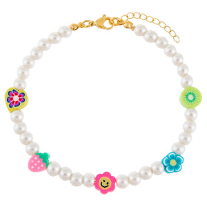 Multi-Color Multi Charm Pearl Anklet - Adina Eden's Jewels