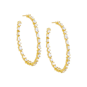 Gold Multi Shape Open Hoop Earring - Adina Eden's Jewels