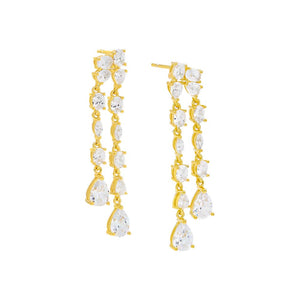 Gold Multishape Drop Down Stud Earring - Adina Eden's Jewels