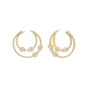 Gold Pave Illusion Teardrop On The Ear Stud Earring - Adina Eden's Jewels