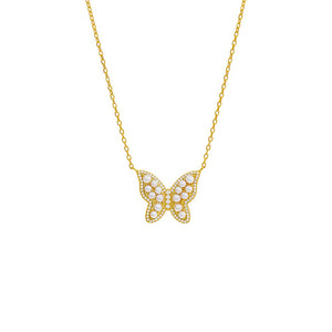 Pearl White Pearl Butterfly Necklace - Adina Eden's Jewels