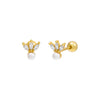 Gold Pearl x Marquise Threaded Ball Stud Earring - Adina Eden's Jewels