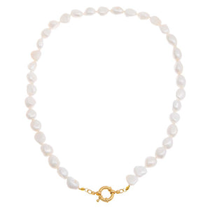 Pearl White Chunky Pearl Toggle Necklace - Adina Eden's Jewels