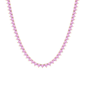 Sapphire Pink Gemstone Heart Tennis Necklace - Adina Eden's Jewels