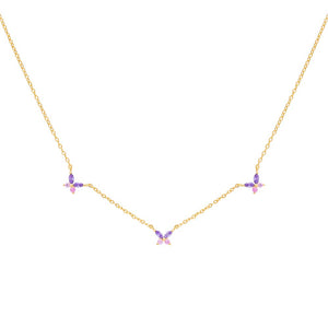 Gold Pastel Crystal Butterfly Necklace - Adina Eden's Jewels