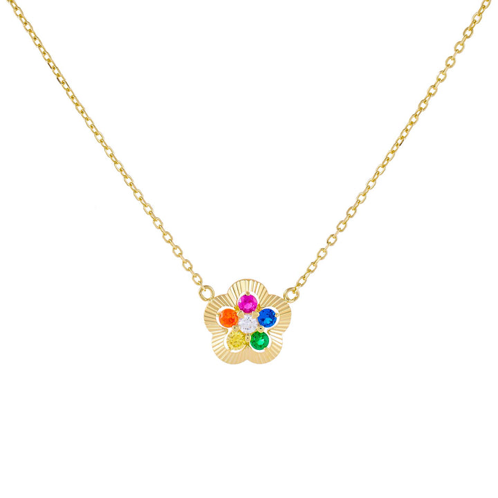 Multi-Color CZ Illusion Flower Necklace - Adina Eden's Jewels