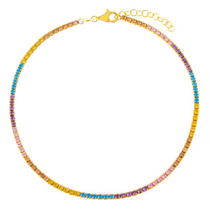 Multi-Color Pastel Multi Color Tennis Anklet - Adina Eden's Jewels