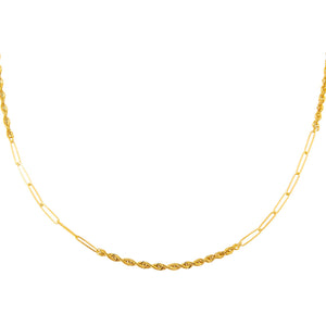 14K Gold Rope x Paperclip Chain Necklace 14K - Adina Eden's Jewels