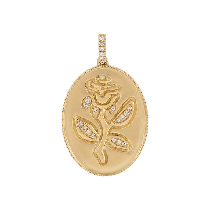 14K Gold Diamond Rose Coin Charm 14K - Adina Eden's Jewels