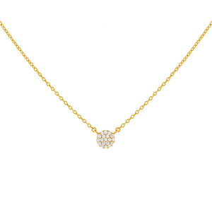 Gold Round Pavé Disc Necklace - Adina Eden's Jewels