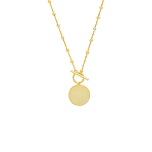 Gold Solid Coin Ball Chain Toggle Necklace - Adina Eden's Jewels