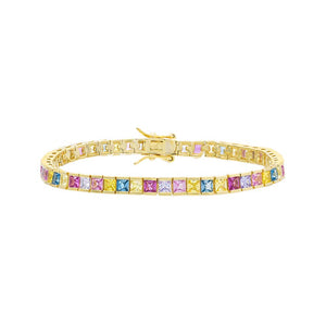 Gold Pastel Princess Cut Bracelet - Adina Eden's Jewels