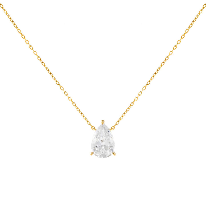 Gold CZ Teardrop Stone Necklace - Adina Eden's Jewels