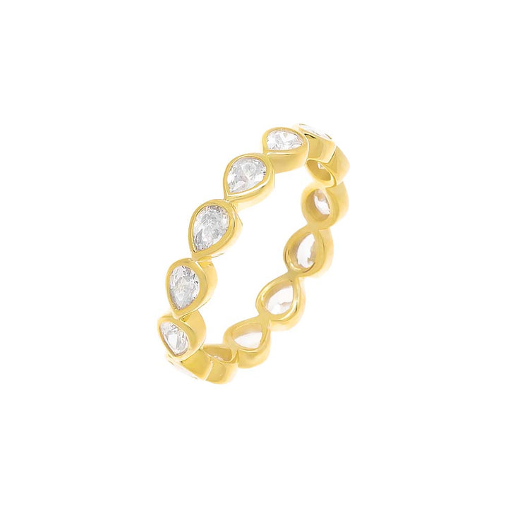 Gold / Pear / 6 Mini Pear Bezel Eternity Band - Adina Eden's Jewels