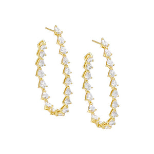 Gold Multi Teardrop Oval Shaped Open Hoop Earring - Adina Eden's Jewels