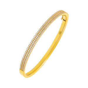 Gold Triple Row Pavé Bangle - Adina Eden's Jewels