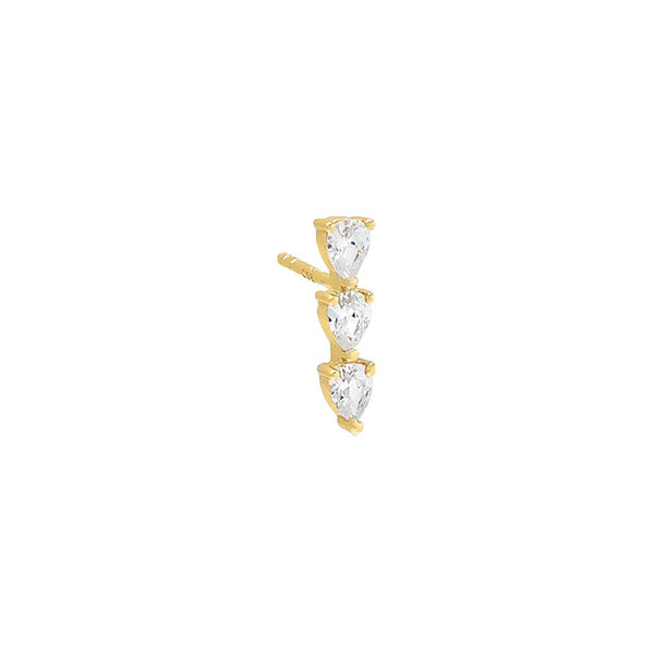 Triple Teardrop Bar Stud Earring | Adina Eden Jewels