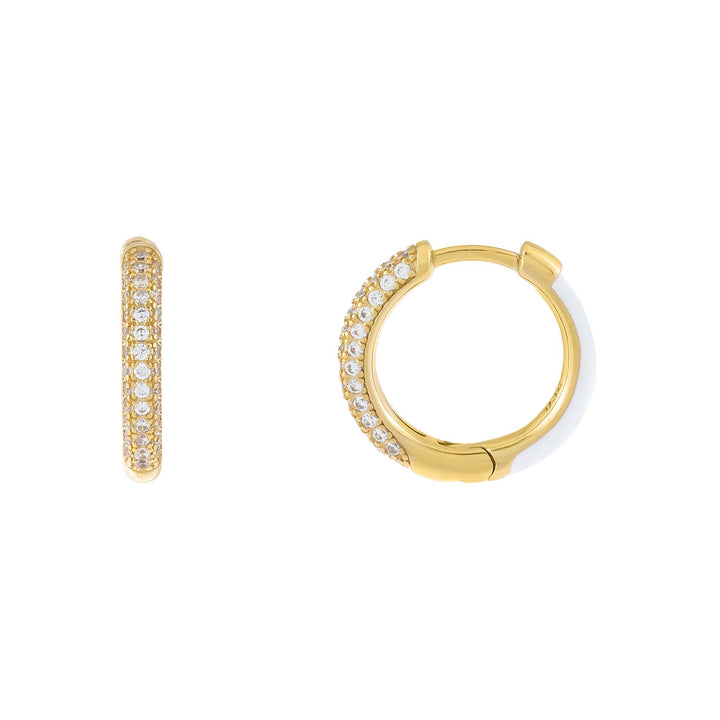 White Mini CZ X Enamel Huggie Earring - Adina Eden's Jewels