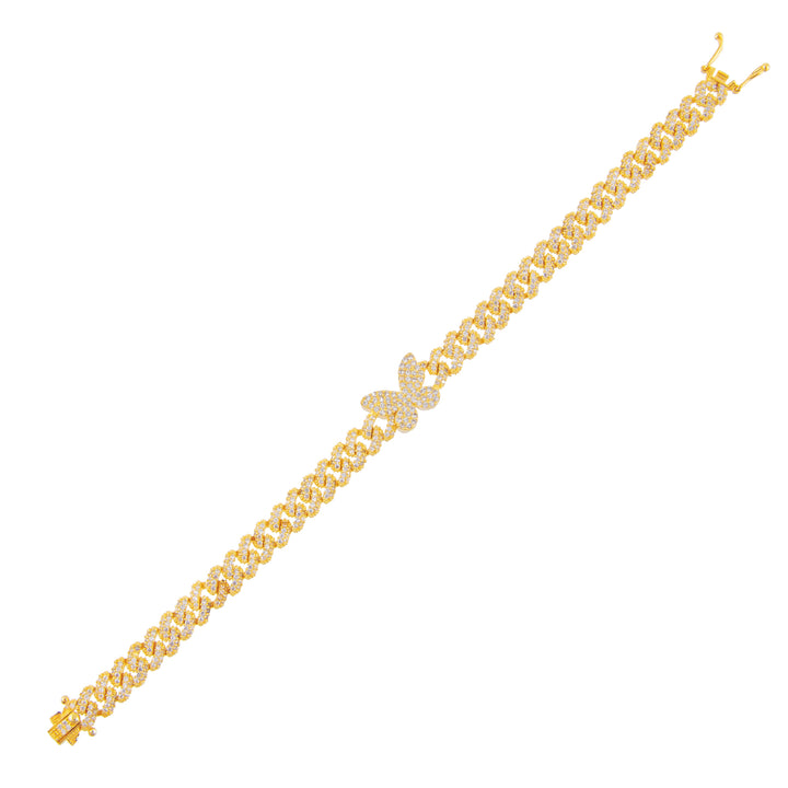 Gold Pavé Butterfly Chain Link Bracelet - Adina Eden's Jewels