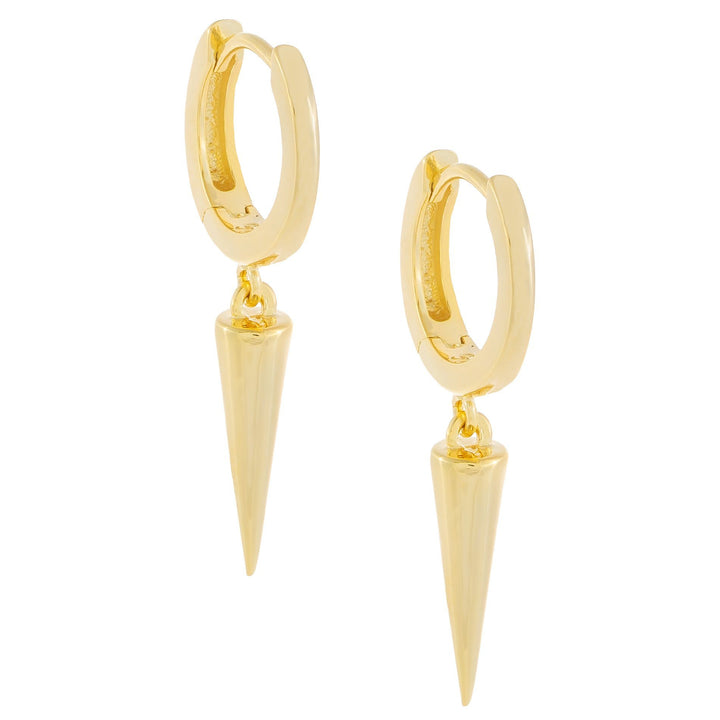 Gold Dangling Spike Huggie Earring - Adina Eden's Jewels