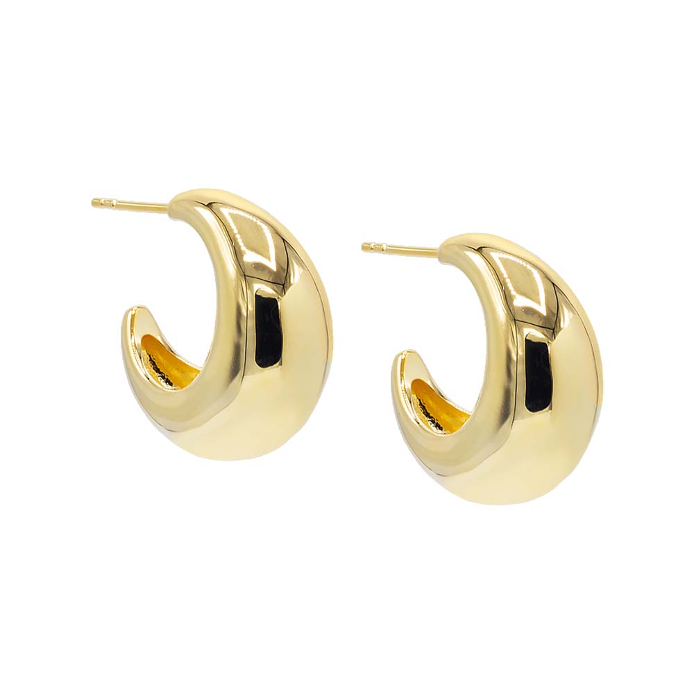 Tiny Hollow Hoop Earrings 14K Yellow Gold / Pair