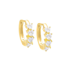 Gold Mini Heart CZ Huggie Earring - Adina Eden's Jewels