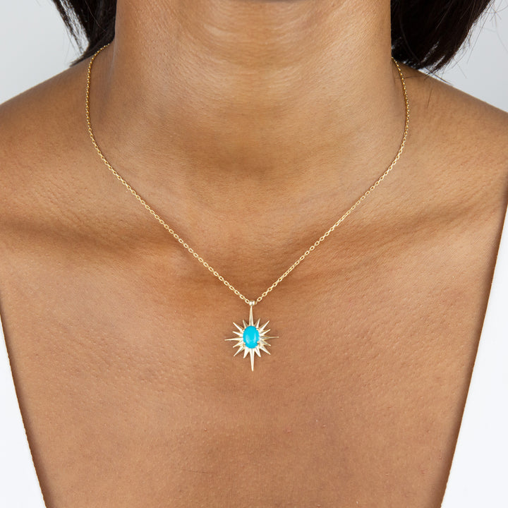  Turquoise Enamel Starburst Necklace - Adina Eden's Jewels