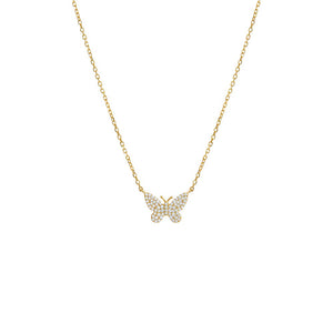 Gold Pave Butterfly Necklace - Adina Eden's Jewels