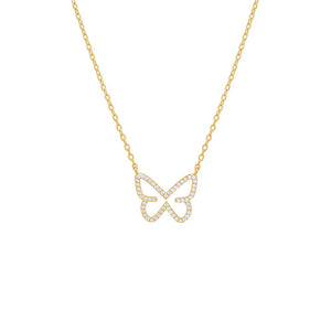 Gold Pavé Open Butterfly Necklace - Adina Eden's Jewels