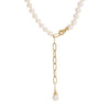 14K Gold Pearl X Paperclip Chain Lariat Necklace 14K - Adina Eden's Jewels