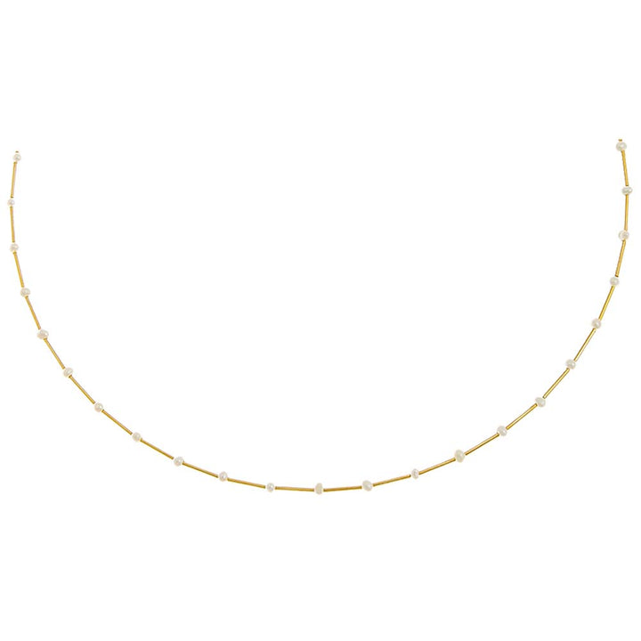  Petite Pearl X Wire Chain Necklace 14K - Adina Eden's Jewels