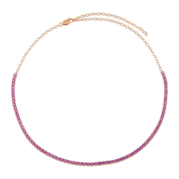 Sapphire Pink Tennis Necklace 14K | Adina Eden Jewels