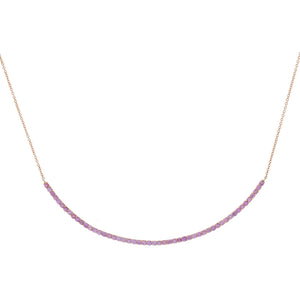 Sapphire Pink Sapphire Pink Scoop Bar Necklace 14K - Adina Eden's Jewels