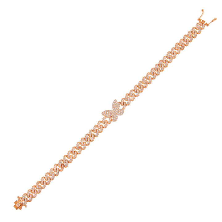 Rose Gold Pavé Butterfly Chain Link Bracelet - Adina Eden's Jewels