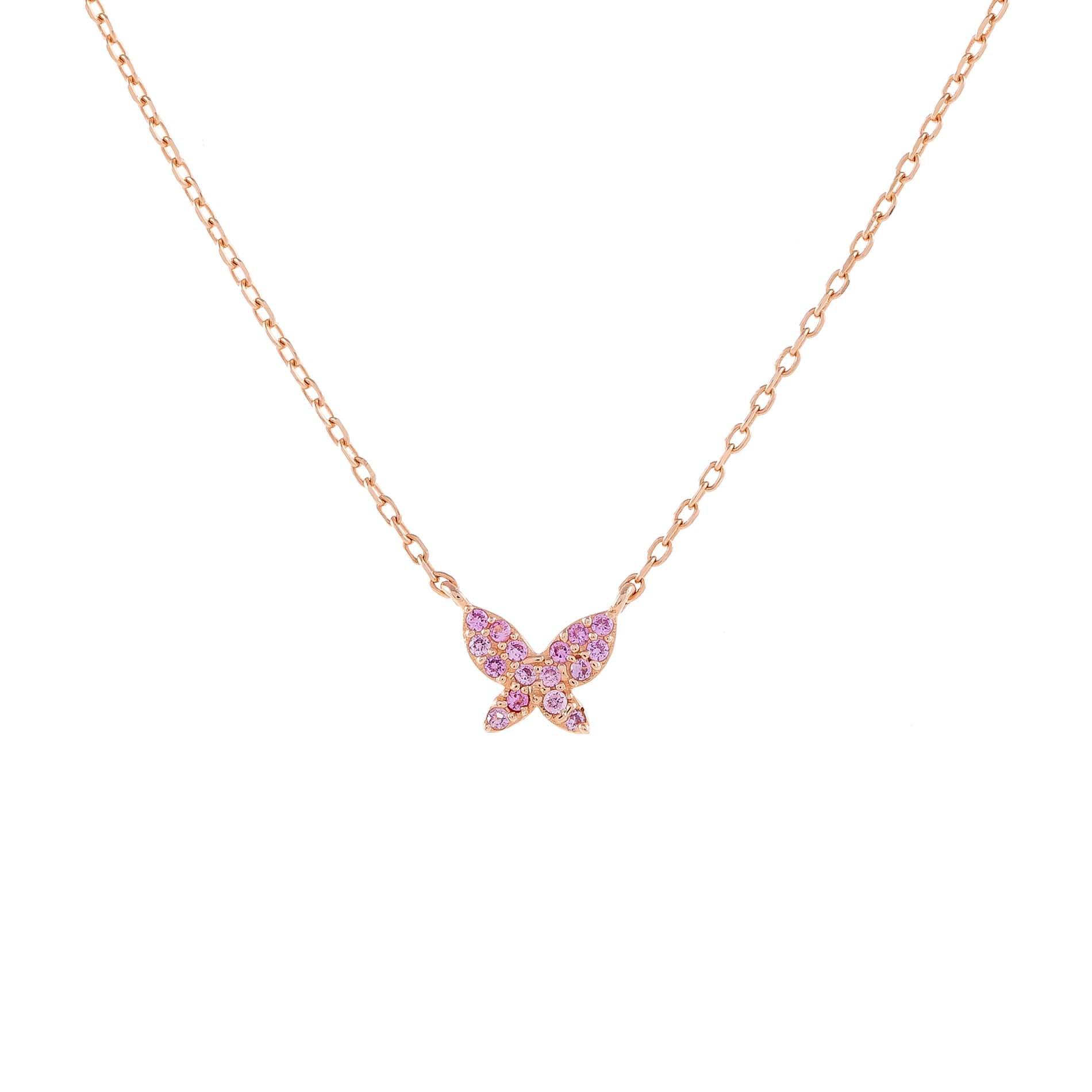 Van Cleef Rose Gold Butterfly Pendant Necklace