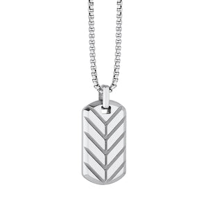 Silver Chevron Dog Tag Necklace - Adina Eden's Jewels