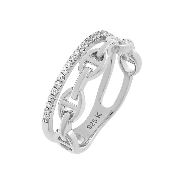 Silver / 9 Pavé x Mariner Link Double Row Ring - Adina Eden's Jewels