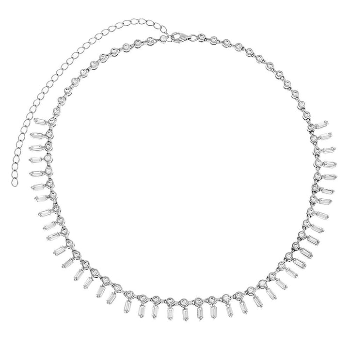  Solitaire Bezel X Dangling Baguette Choker - Adina Eden's Jewels