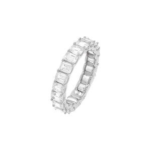 Silver / 5 Cushion Cut Thin Eternity Band Ring - Adina Eden's Jewels